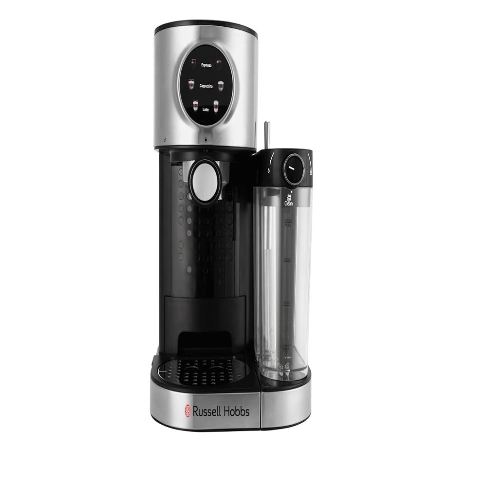 Russell Hobbs 1350W Elite Brew Digital Coffee Maker 15-Bar Professional Extraction | Single & Double Espresso, Cappuccino, Latte | NTC Temp Control | 1.7L Water Tank & 0.5L Milk Tank | 2-Yr Warranty