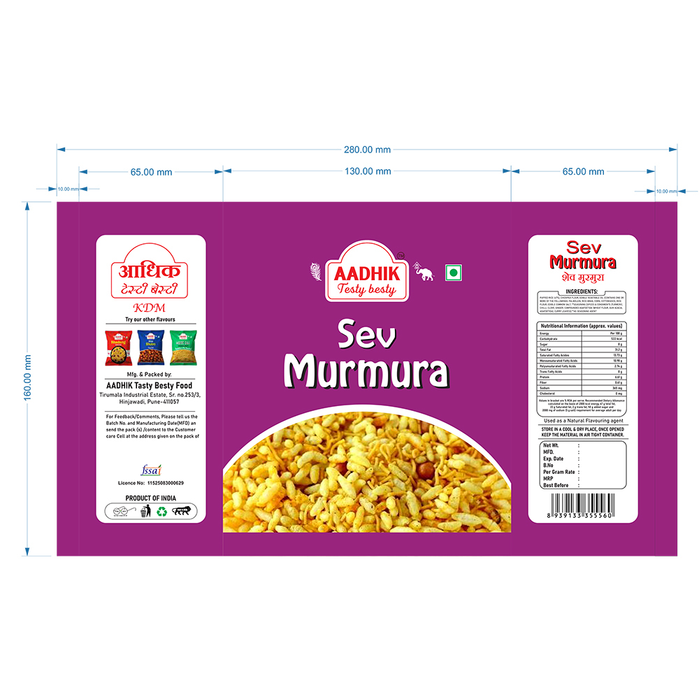 Sev Murmura - Puffed Rice and Sev, 200g Pack | Spicy, Crispy, Ready to Eat, Laminated Pouch