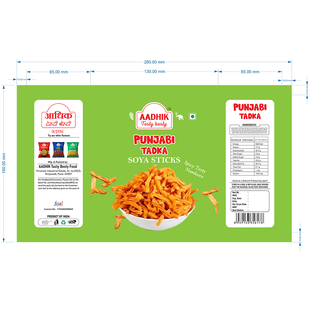 Punjabi Tadka Soya Sticks - Soya 150g Pack, Spicy Crispy Ready-to-Eat Snack