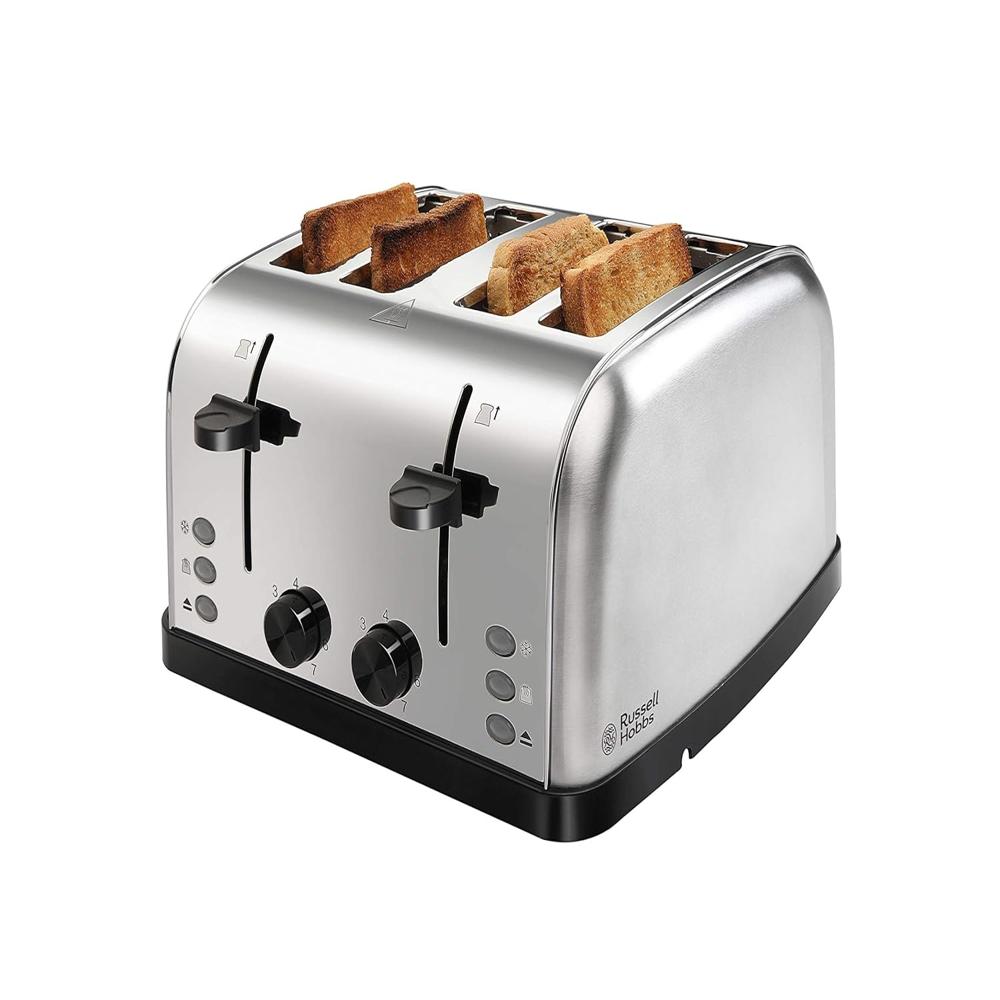Russell Hobbs 18790 1250/1500 Watt Premium Stainless Steel 4 Slice Automatic Pop-Up Toaster with 2 Year Manufacturer Warranty - 1500 Watts N18790
