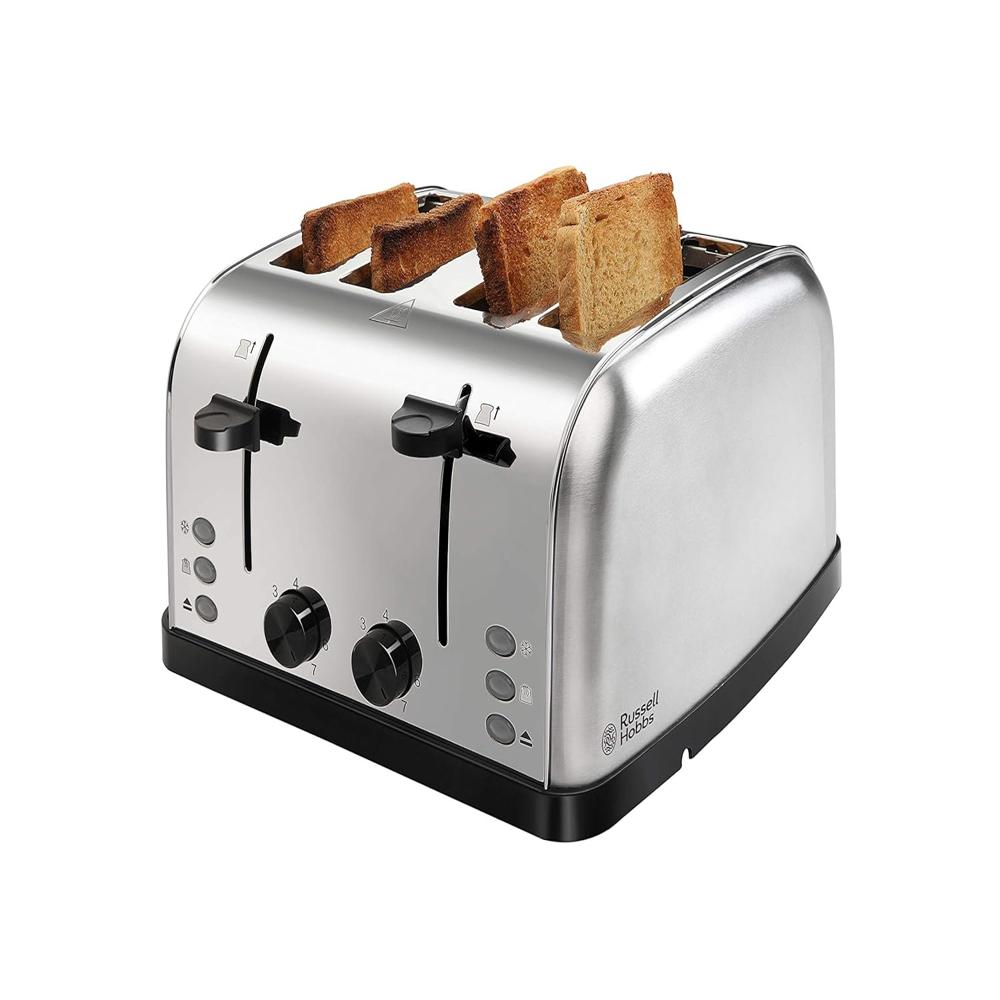 Russell Hobbs 18790 1250/1500 Watt Premium Stainless Steel 4 Slice Automatic Pop-Up Toaster with 2 Year Manufacturer Warranty - 1500 Watts N18790