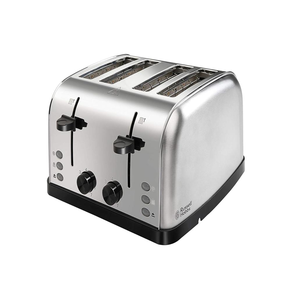 Russell Hobbs 18790 1250/1500 Watt Premium Stainless Steel 4 Slice Automatic Pop-Up Toaster with 2 Year Manufacturer Warranty - 1500 Watts N18790