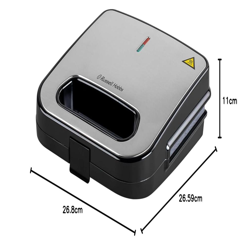 Russell Hobbs RST750GR Sandwich Toaster | 750W Non-Stick Grill Plate for Crispy Snacks | Cool-Touch Handle & Ready-to-Cook Indicator | Overheat Safety Protection | Compact Design | 2-Year Warranty