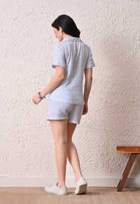 Women's Cotton Striped Night Suit Set With Shorts