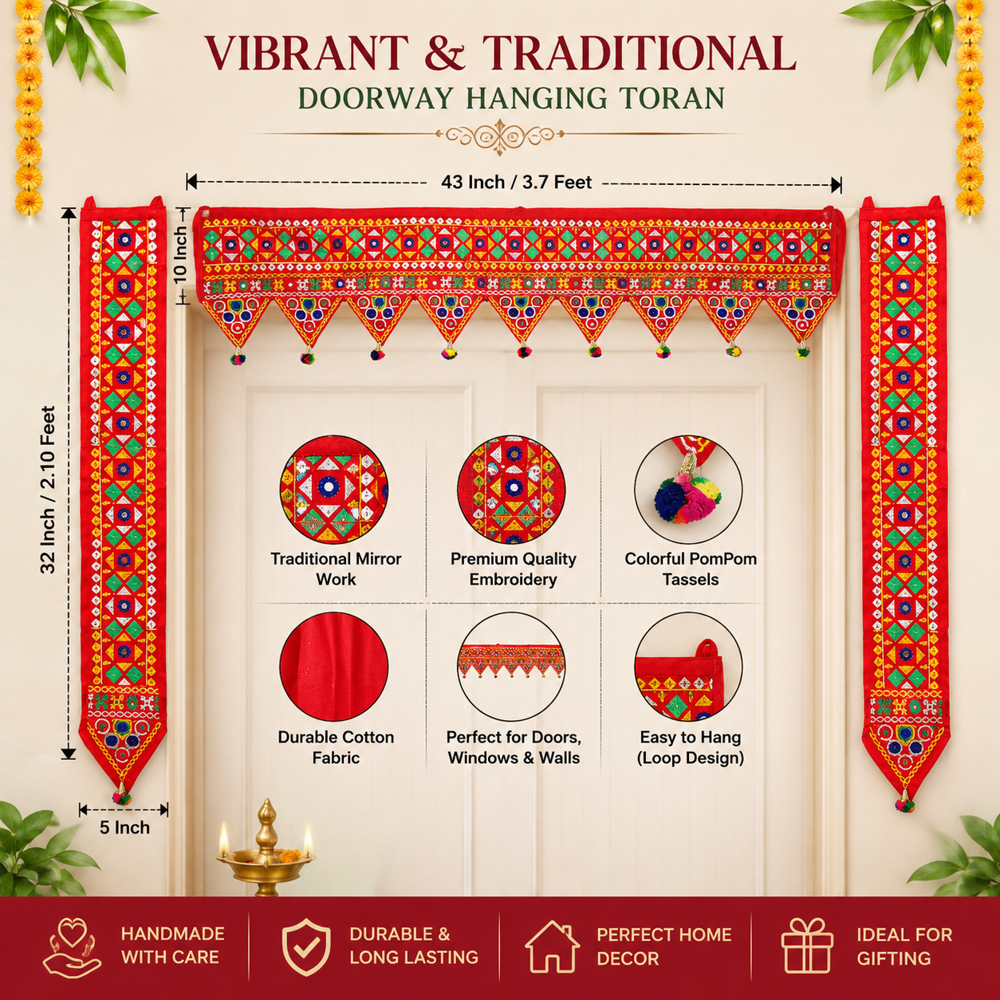 KRISHNA HANDLOOM L Shape Door Toran for Main Door Decor A 11