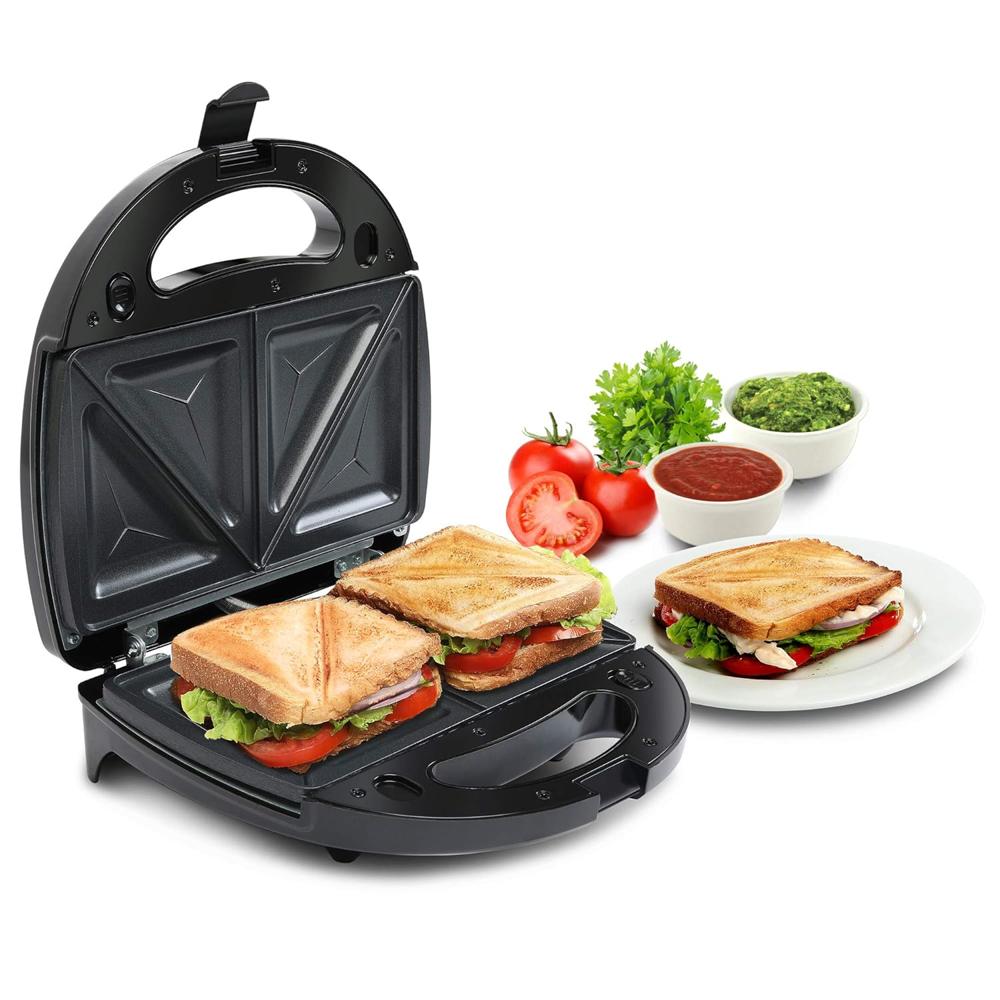 750 Watt Non-Stick 3 In 1 Sandwich Maker - Color: Silver-Black