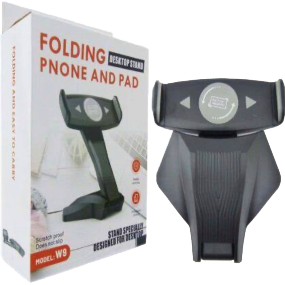 Folding Desktop Phone Stand - Durable Plastic, Black, Portable , Adjustable, Scratch-proof, Non-slip Base