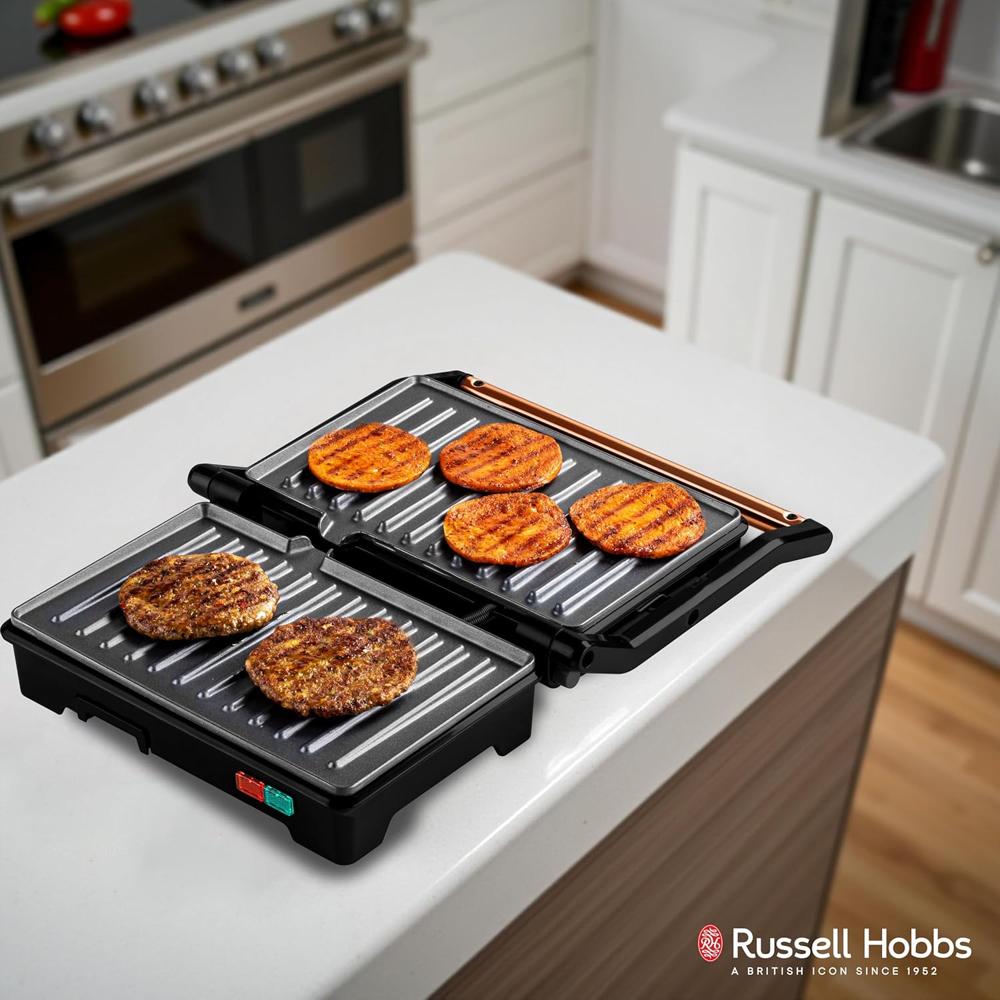 Russell Hobbs Electric Grill Sandwich Maker | Non-Stick Coating | Full Flat Toaster Griller 