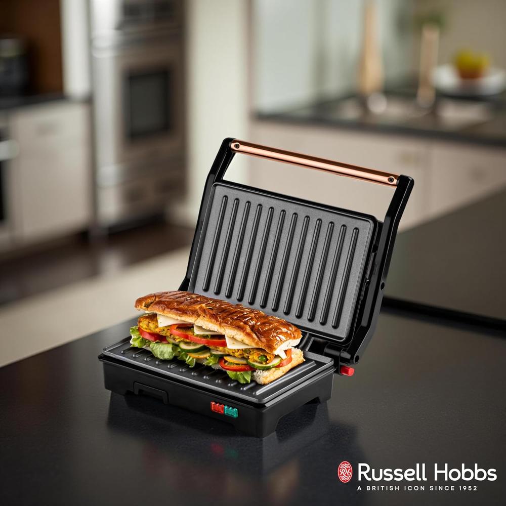 Russell Hobbs Electric Grill Sandwich Maker | Non-Stick Coating | Full Flat Toaster Griller 