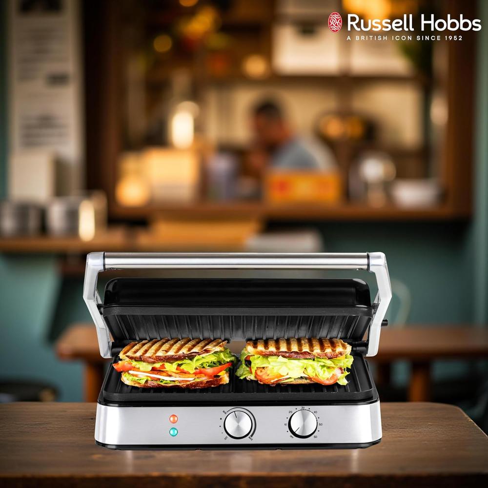 Russell Hobbs Grillmaster Slice Electric Grill Sandwich Maker|Full Flat Toaster Griller