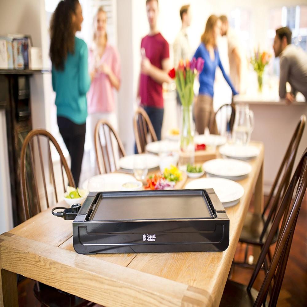 Russell Hobbs Fiesta Griddle 22550-56, Electric BBQ Tabletop Griller, 50x26cm Large Cooking Surface, Removable Non-Stick Plate, Fast Heating, Dishwasher Safe, Indoor Grill for Meat, Fish & Vegetables