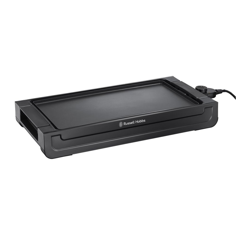 Russell Hobbs Fiesta Griddle 22550-56, Electric BBQ Tabletop Griller, 50x26cm Large Cooking Surface, Removable Non-Stick Plate, Fast Heating, Dishwasher Safe, Indoor Grill for Meat, Fish & Vegetables