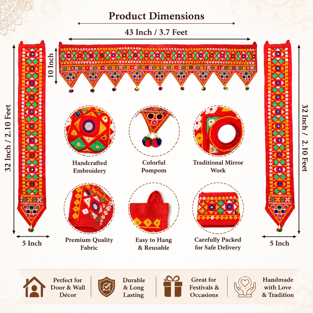 KRISHNA HANDLOOM L Shape Door Toran for Festival Decoration A 21