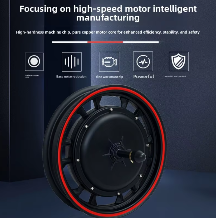 Brushless 10/12-inch Integrated-Wheel Electric Motorcycle Rear Hub Motor with Rim Drum Brake All One Assembly