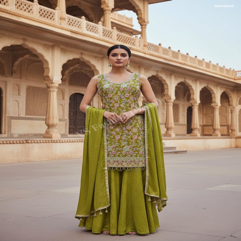 PL-20113_Embroidered Party Sharara