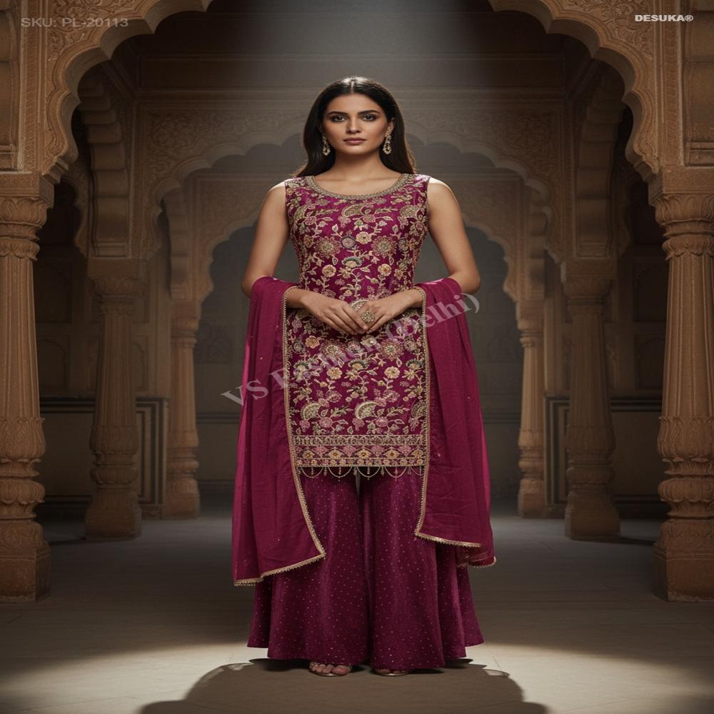 PL-20113_Embroidered Party Sharara