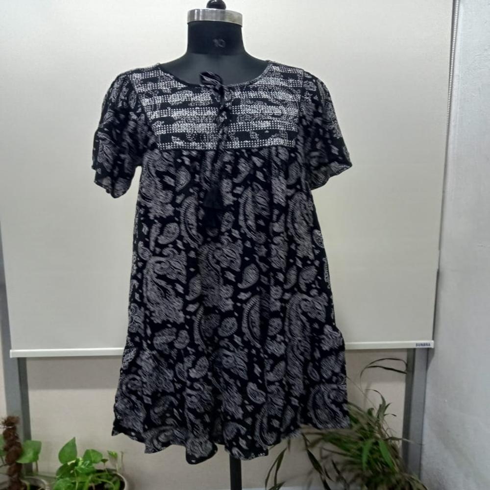 Black Dress - Stretchable Polyester Blend, Knee-length, Black | Round Neck, Full Sleeves, Pullover, Overlock Stitch, Opaque