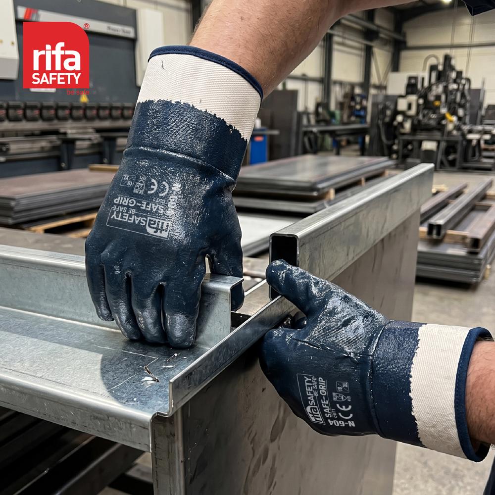 Rifa Safety N-604 Heavy Duty Nitrile Dipped Industrial Gloves (Cut Level 1)