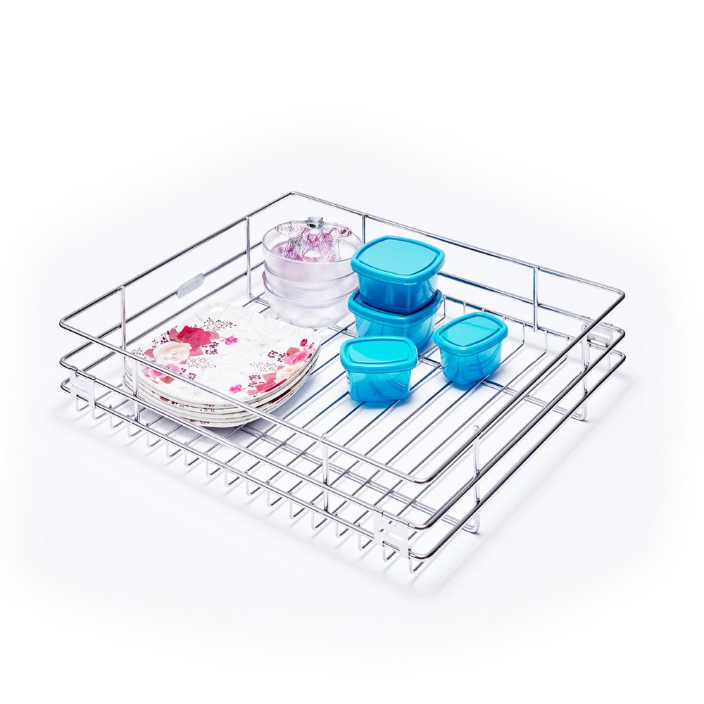 17x20x4 Inch Plain Wire Basket - Stainless Steel, Glossy Chrome, 12-22 Inch Width, Rust Resistant, Drawer Mount