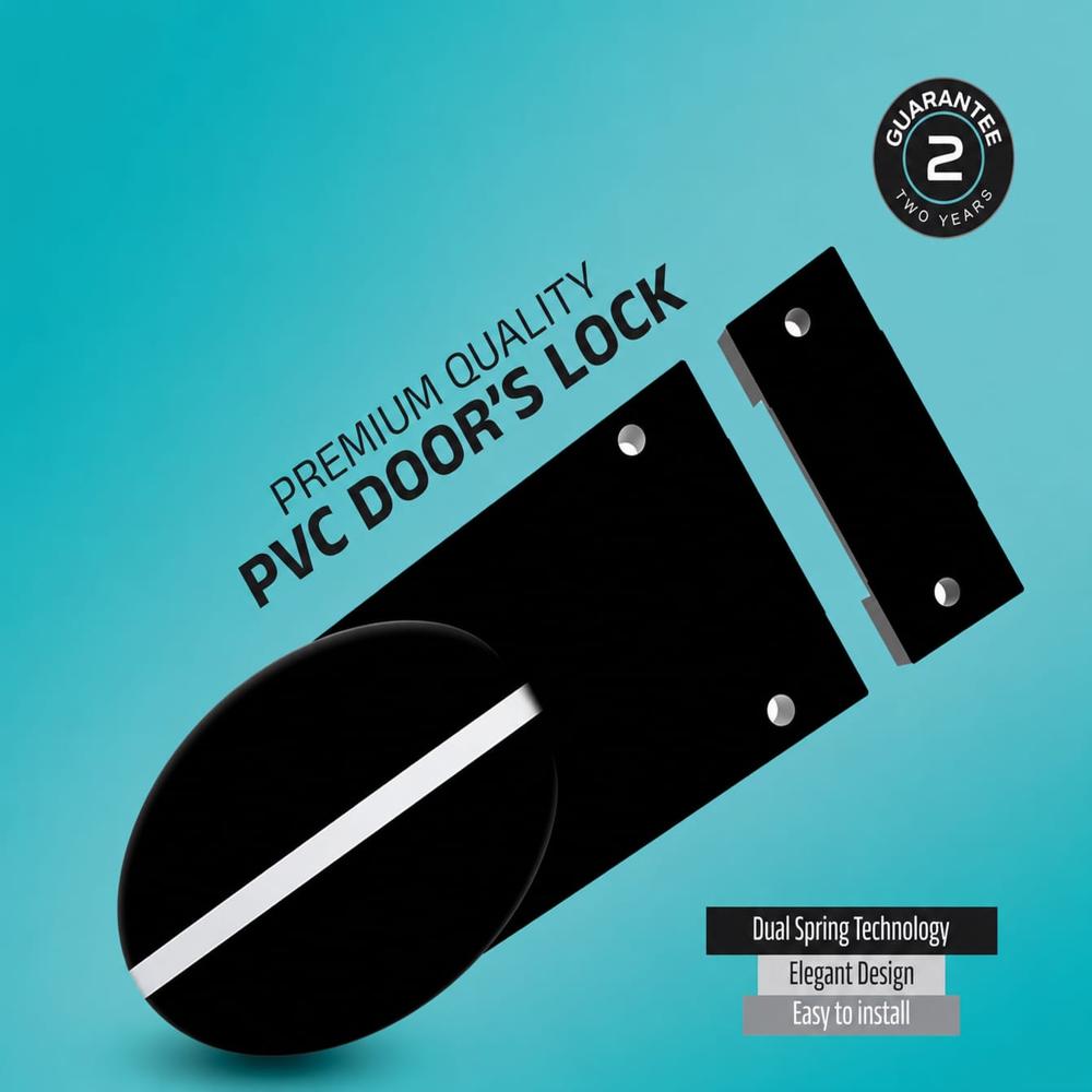 PVC Door Lock Standard - PVC & Metal 10x6x5cm Black/White | Corrosion Resistant Rotary Knob Surface Mounted