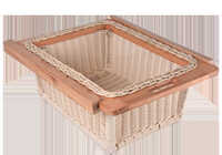 8 Inch Wicker Basket - Handwoven Wicker With Smooth Wooden Rim, Natural Beige, Rectangular, Lightweight, Stackable