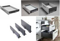 Slim Tandem Box - Powder Coated Steel & Abs, 500-600mm Length, Grey/white/anthracite | Soft Close, Full Extension, Anti-rust Coating