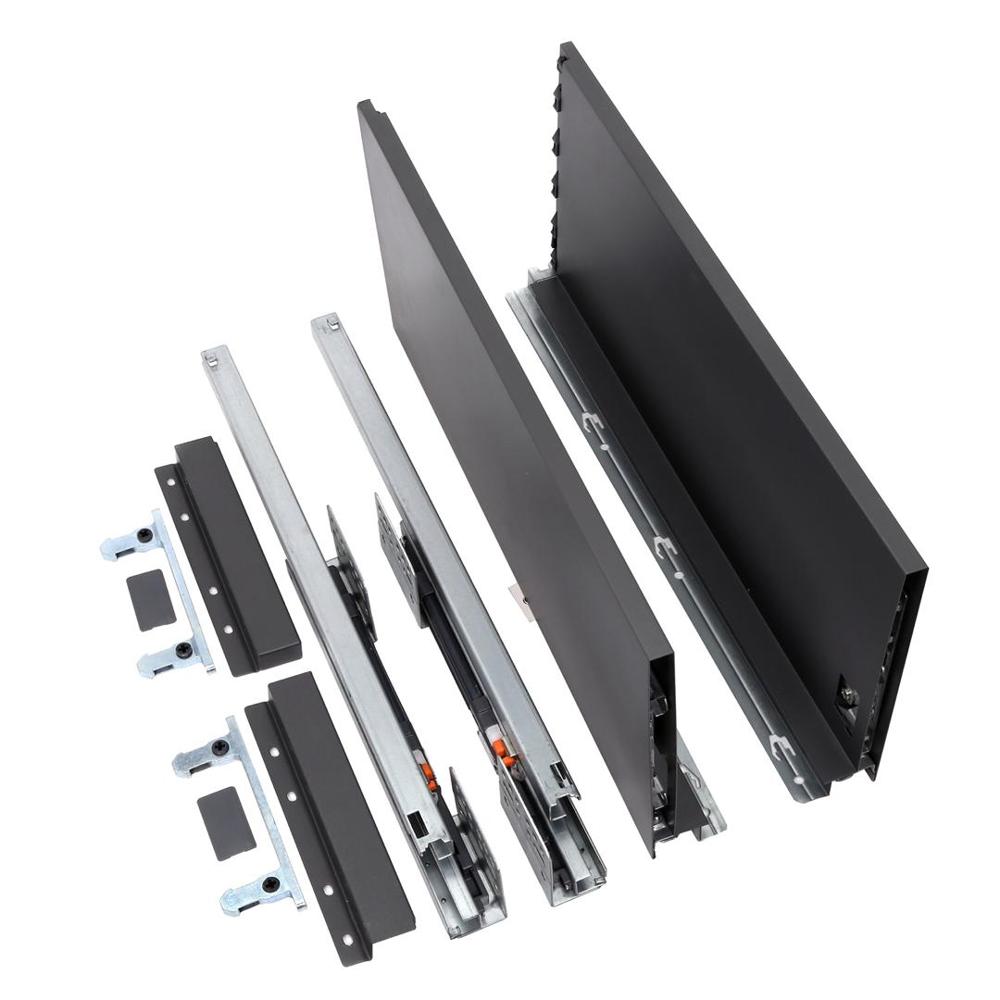 Tandem Channel - Steel & ABS Plastic, 20/22 Depth, Black/Silver, Powder-Coated, Side-Mount, Smooth Sliding