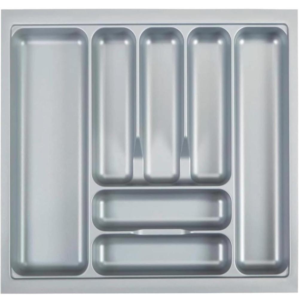 Pvc Cutlery - Pvc, 17-32cm Width X 21cm Depth, Grey Matte, 5-section Insert Drawer Organizer