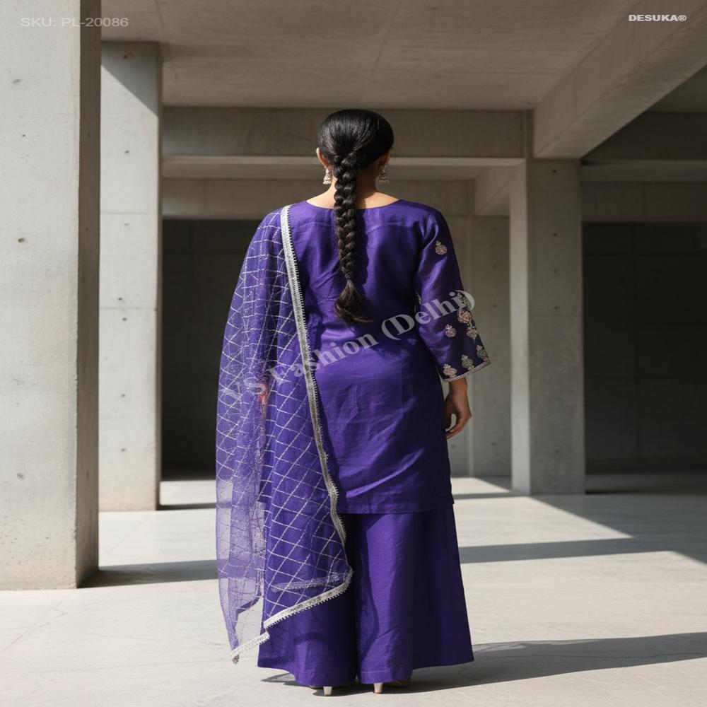 Embroidered Plazzo Suit