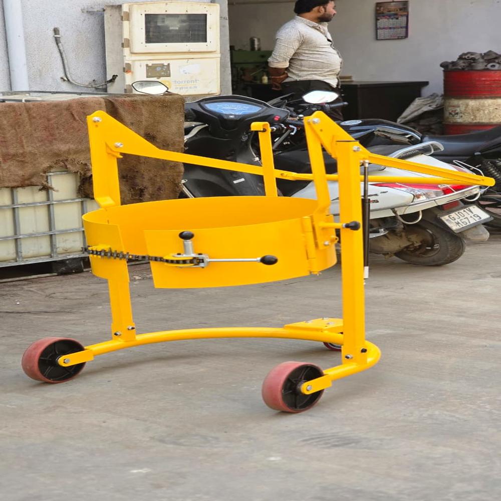 Drum Handling Dollies - Mild Steel, 300 Mm Width, 900 Mm Height, Yellow Color, 10x2 Steer Wheel Size | Durable Build, Easy Maneuverability, High Capacity