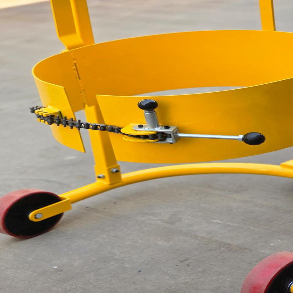 Drum Handling Dollies - Mild Steel, 300 Mm Width, 900 Mm Height, Yellow Color, 10x2 Steer Wheel Size | Durable Build, Easy Maneuverability, High Capacity