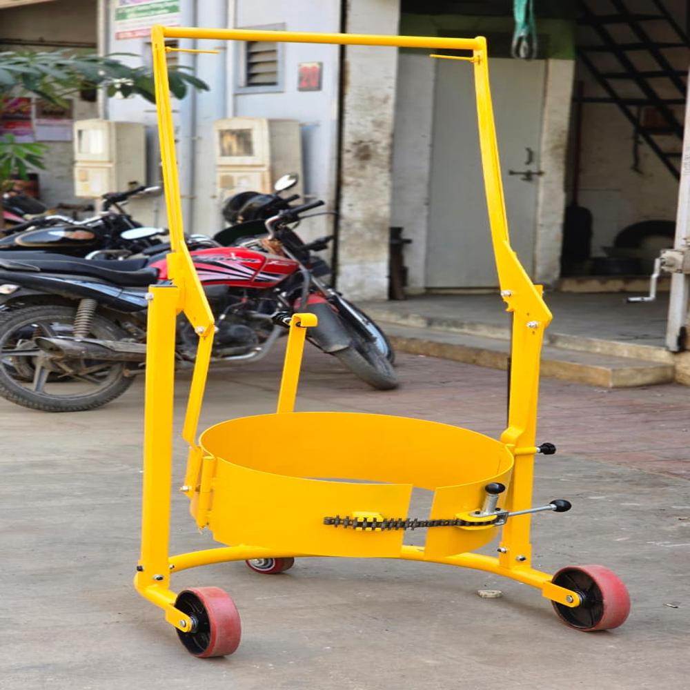 Drum Handling Dollies - Mild Steel, 300 Mm Width, 900 Mm Height, Yellow Color, 10x2 Steer Wheel Size | Durable Build, Easy Maneuverability, High Capacity