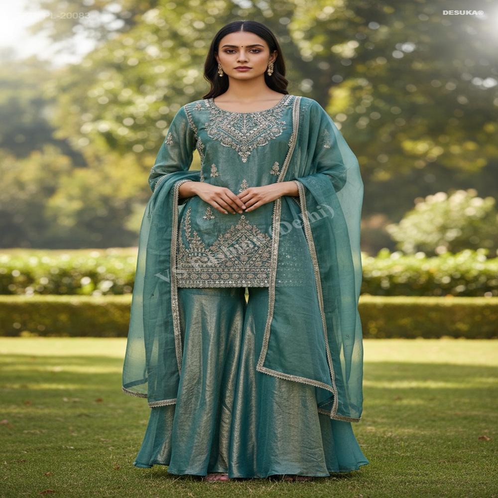 Heavy Embroidery Plazzo Suit