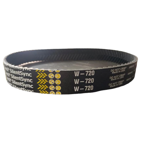 Silent Sync W 720 Conveyor Belt - Reinforced Rubber, High Tensile Fiber Cords, Black with White & Yellow Print | Quiet Operation, Precise Synchronization, Oil & Heat Resistant