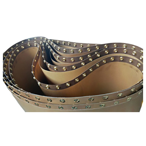 Conveyor Belt With Button - Rubber Composite Fabric, Custom Thickness, Tan, Mechanical Button Fastener Joints, Heat Resistant 120C