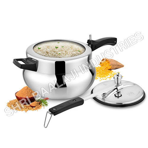 Belly Handi Series Cooker - Stainless Steel, 3 to 5 Litres, Silver | Induction Compatible, Sandwich Base, Controlled Gasket Release