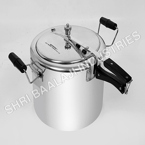 Jumbo Pressure Cooker - Heavy Gauge Aluminium, 10-20 Ltr, Glossy Silver Finish | Bulk Cooking, Bakelite Handle, Safety Valve