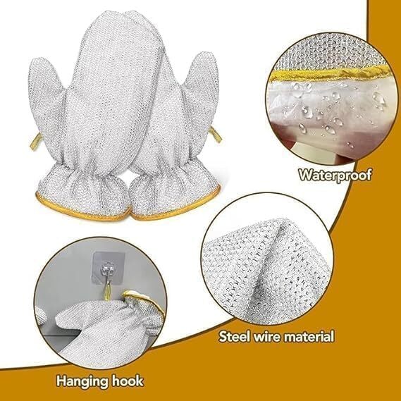 Wire Dishwashing Gloves I Multipurpose Steel Washing Rags