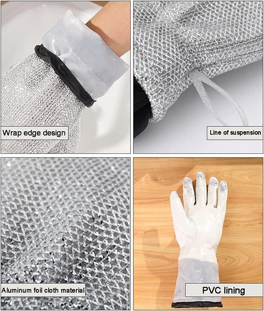 Wire Dishwashing Gloves I Multipurpose Steel Washing Rags