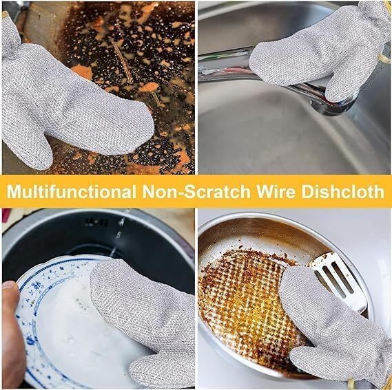 Wire Dishwashing Gloves I Multipurpose Steel Washing Rags