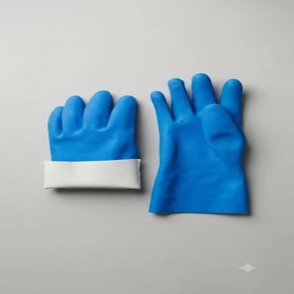 Rubber Supported Hand Gloves - Color: Blue