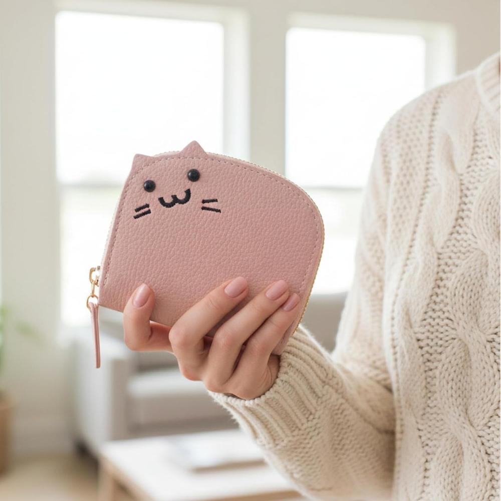 Compact Cat Design Wallet Women's Mini Cash & Card Holder