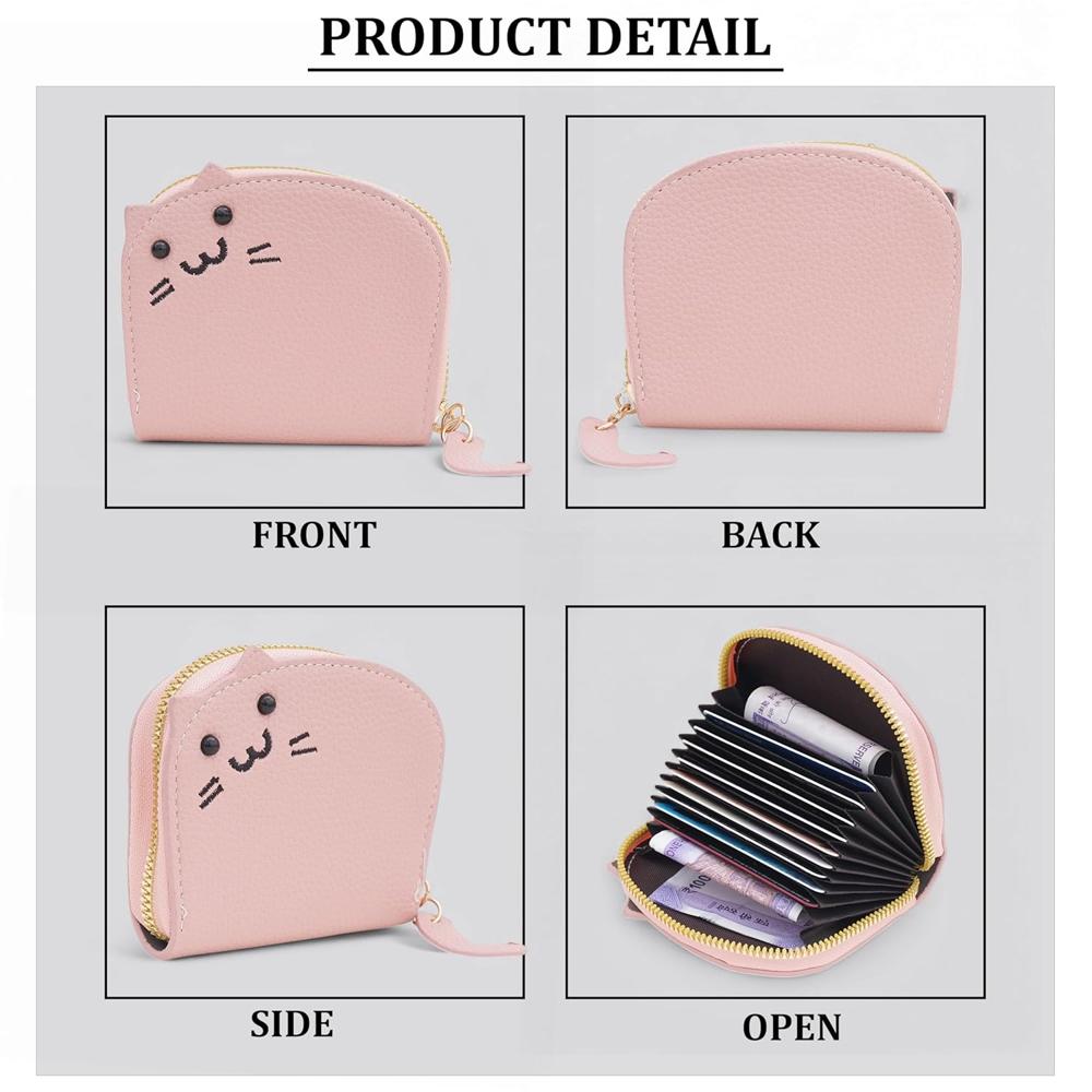 Compact Cat Design Wallet Women's Mini Cash & Card Holder
