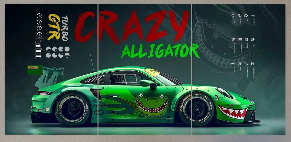 3 Piece Split Wall Poster For Sports Car