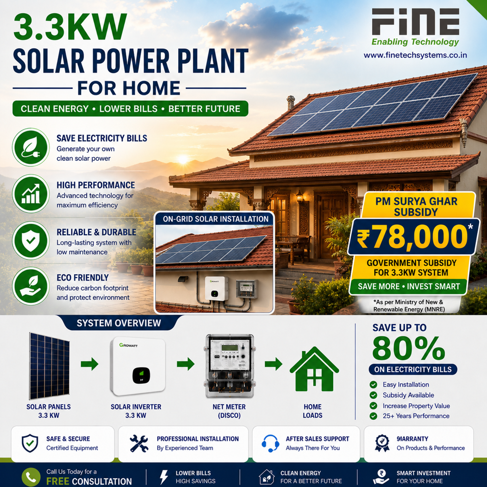 Solar ongrid power plant 3.3kW for Home