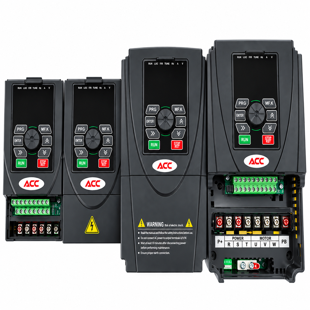 ACC AC Drive 5.5KW - High Quality Plastic, Panel Mount, 3-Phase, Microprocessor-Based | Vector/VF Control, Energy Saving, Overload Protection, Built-In Braking Unit