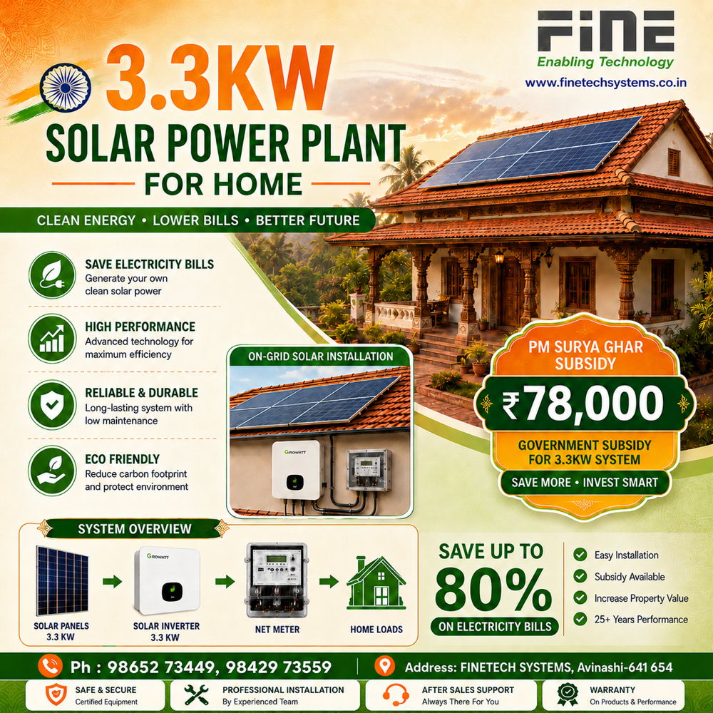 Rooftop solar power plant for home 3.3kW