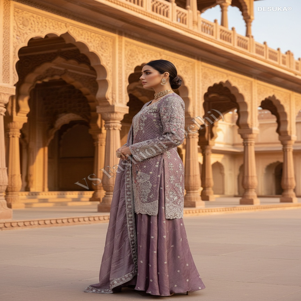 Heavy Embroidery Palazzo Suit