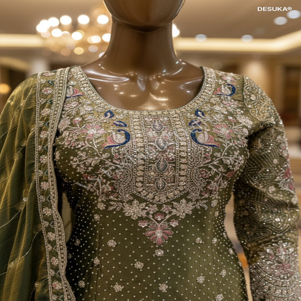 Heavy Embroidery Palazzo Suit