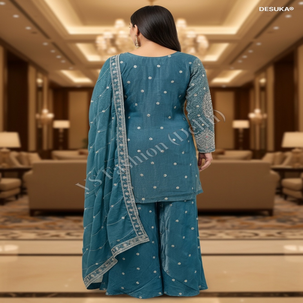 Heavy Embroidery Palazzo Suit